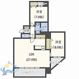 エッジウォーターテラス 2LDKの間取図画像