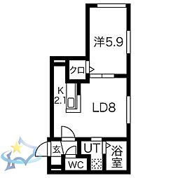 セレナーデ北円山 1LDKの間取図画像