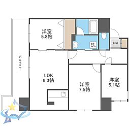 パルティーレエス17 3LDKの間取図画像