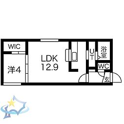 ラグーサN5W17A 1LDKの間取図画像