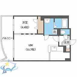ビッグパレス中島公園リバーサイドB棟 1LDKの間取図画像