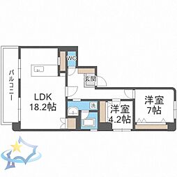 ヴォーネン伏見 2LDKの間取図画像