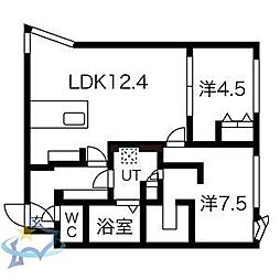 レブニーズザ・レジデンス二十四軒セカンド 2LDKの間取図画像