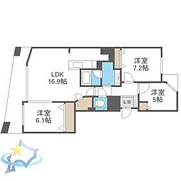 シティハウス道庁前 3LDKの間取図画像