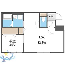 札幌市中央区南十二条西14丁目アパート 1LDKの間取図画像