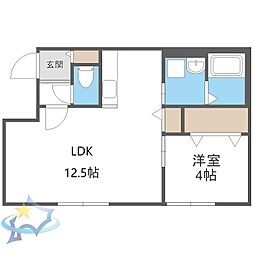 札幌市中央区南十二条西14丁目アパート 1LDKの間取図画像