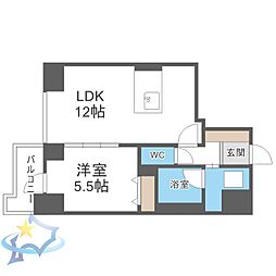 マストライフ南4条 1LDKの間取図画像