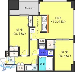 ラフィネタワー札幌南3条 2LDKの間取図画像