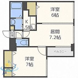 KDXレジデンス南三条 2LDKの間取図画像