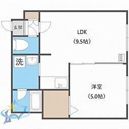 プランノワールAMJ815 1LDKの間取図画像