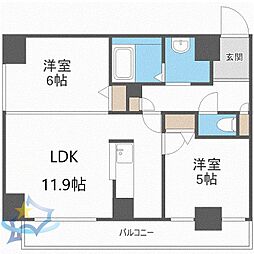 KDXレジデンス南三条 2LDKの間取図画像