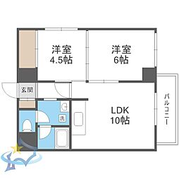 サンローゼ札幌 2LDKの間取図画像