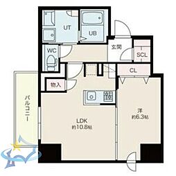 THESERAM円山 1LDKの間取図画像