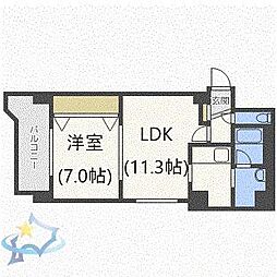デュアンジュ北円山 1LDKの間取図画像