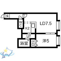 ピソディオスS9 1LDKの間取図画像