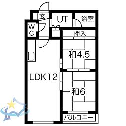 ラフォーレ山鼻 2LDKの間取図画像