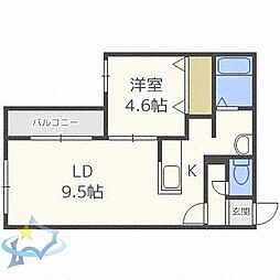 ブロサム桑園 1LDKの間取図画像