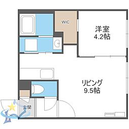 札幌市西区発寒四条4丁目マンション 1LDKの間取図画像