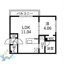 札幌市西区二十四軒三条3丁目マンション 1LDKの間取図画像