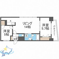 ビッグパレス中島公園リバーサイドB棟 2LDKの間取図画像