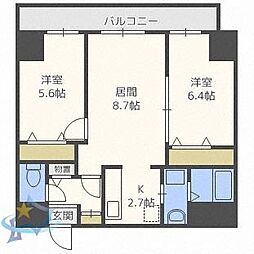 グレイスコート桑園 2LDKの間取図画像