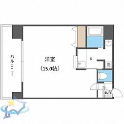 エッジウォーターテラス 1Kの間取図画像