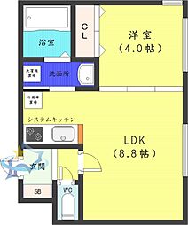 プライム南7条 1LDKの間取図画像