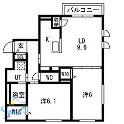 札幌市中央区北二条東8丁目マンション 2LDKの間取図画像