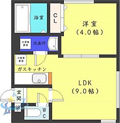 札幌市営東西線 西18丁目駅 徒歩9分の賃貸マンション 4階1LDKの間取り