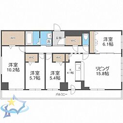 札幌市電2系統 ロープウェイ入口駅 徒歩1分の賃貸マンション 10階4LDKの間取り