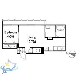 札幌市営東西線 バスセンター前駅 徒歩10分の賃貸マンション 1階1LDKの間取り