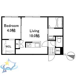 札幌市営東西線 バスセンター前駅 徒歩10分の賃貸マンション 5階1LDKの間取り