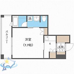 札幌市営東西線 バスセンター前駅 徒歩4分の賃貸マンション 3階1Kの間取り