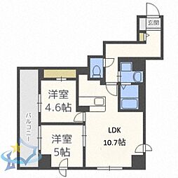 札幌市営南北線 さっぽろ駅 徒歩4分の賃貸マンション 4階2LDKの間取り