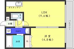 札幌市営東西線 西18丁目駅 徒歩8分の賃貸マンション 2階1LDKの間取り
