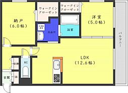 札幌市営東西線 円山公園駅 徒歩7分の賃貸マンション 2階2LDKの間取り