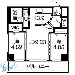 札幌市営東西線 西18丁目駅 徒歩13分の賃貸マンション 5階2LDKの間取り