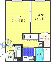 札幌市営東西線 西18丁目駅 徒歩8分の賃貸マンション 3階1LDKの間取り