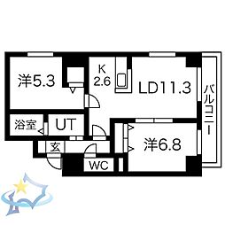 ヴァンクール南円山 2LDKの間取図画像