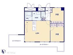 シャンボール恵比寿 2LDKの間取図画像