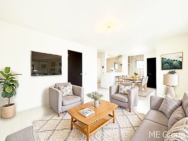 落ち着いた雰囲気のＬＤＫは家族みんなの快適空間※家具はCGです