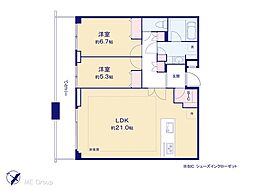 ステーションガーデンタワー 2LDKの間取り