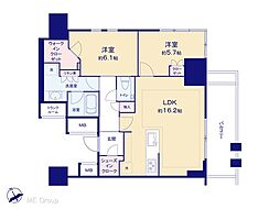 プラウドタワー渋谷 2LDKの間取図画像