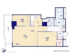 セントラルレジデンス新宿シティタワー 2LDKの間取図画像