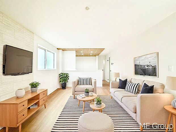 対面キッチン＆リビングイン階段を採用した家族の絆深まるＬＤＫ　※家具はCGです