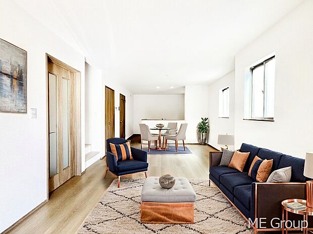 対面キッチン&リビングイン階段を採用した家族の絆深まるLDK ※家具はCGです