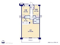 コスモフェスタ戸田 2LDKの間取図画像