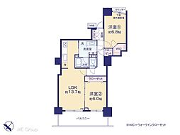 パークシティ大宮セントラルタワー 2LDKの間取図画像