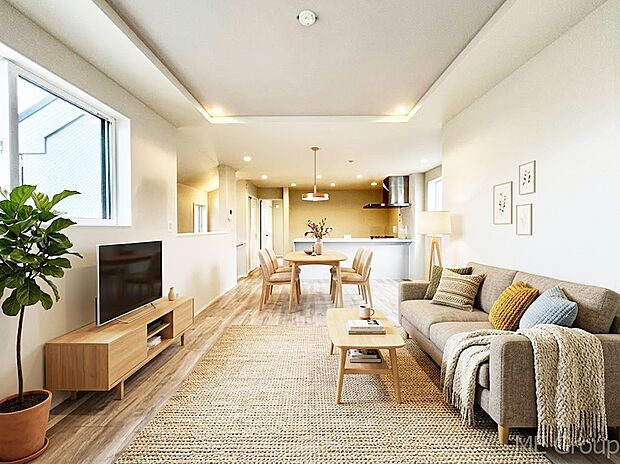 落ち着いた雰囲気のLDKは家族みんなの快適空間※家具はCGです