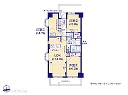 八幡山ビューグリーン 3LDKの間取図画像